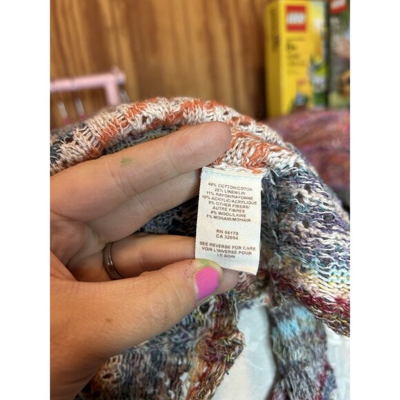 Free People Lost In The Forest Striped Cropped Sweater Lightweight Sz S - Picture 9 of 10